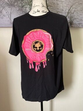 Chemical Guys freshly glazed pink donut black T-shirt, size large